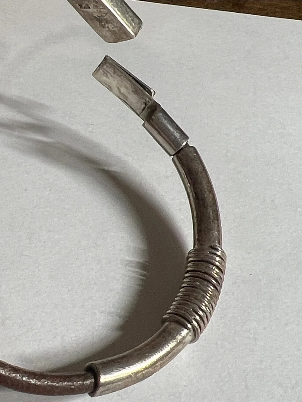 Men’s Brown Leather Bracelet with 925 Silver-Tone Coil Accent
